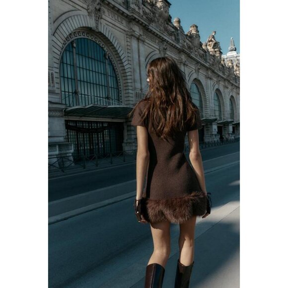ZARA KNIT DRESS WITH FAUX FUR DETAIL - Picture 4 of 8